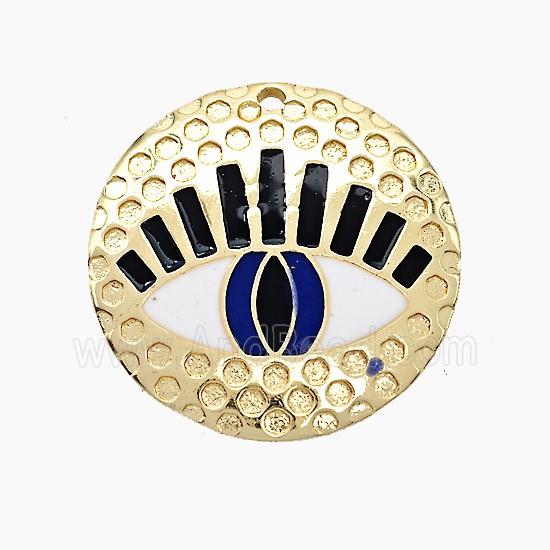 Copper Eye Pendant Black White Enamel Gold Plated