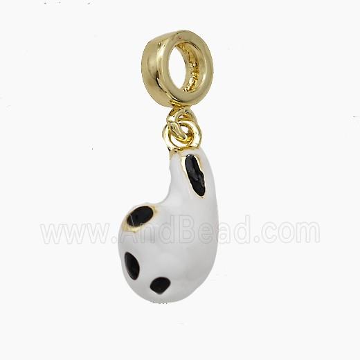Copper Earplug Charms Pendant White Enamel Gold Plated