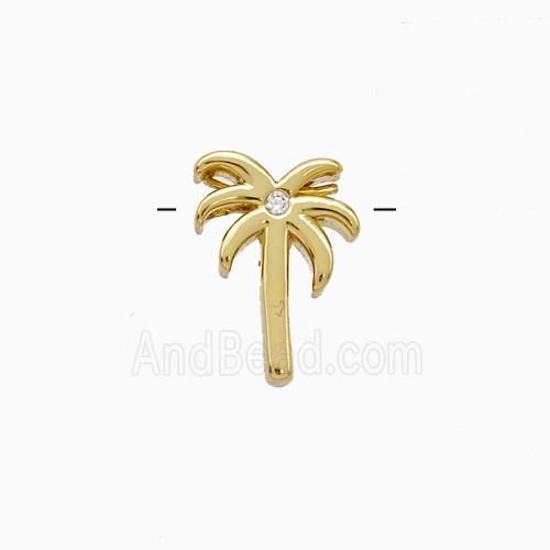 Coconut Tree Charms Copper Palm Pendant Pave Zirconia Gold Plated