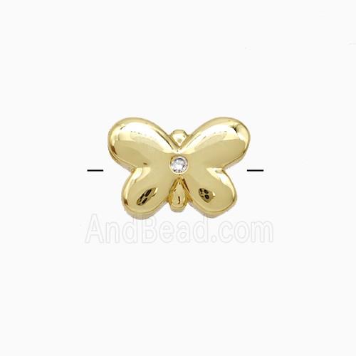 Copper Butterfly Beads Pave Zirconia Gold Plated