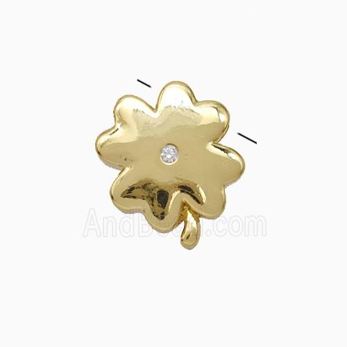 Copper Clover Pendant Pave Zirconia Gold Plated