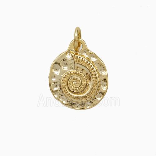 Spiral Shell Charms Copper Pendant Gold Plated