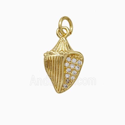Copper Clam Pendant Pave Zirconia Gold Plated