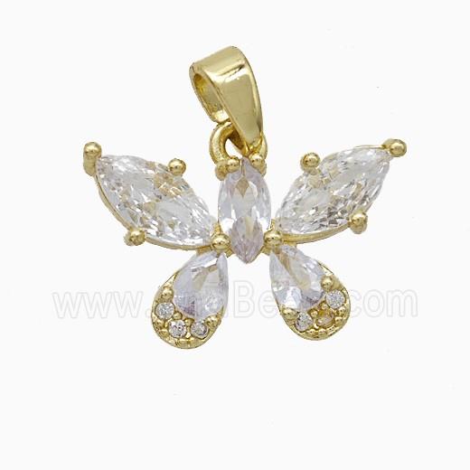Copper Butterfly Pendant Pave Zirconia Gold Plated