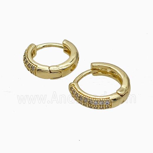 Copper Hoop Earrings Micropave Zirconia Gold Plated
