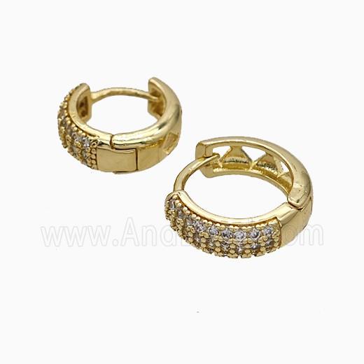 Copper Hoop Earrings Micropave Zirconia Gold Plated
