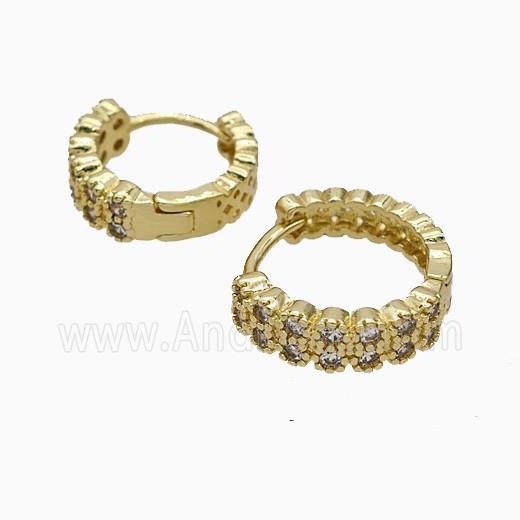 Copper Hoop Earrings Micropave Zirconia Gold Plated