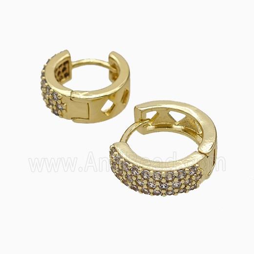 Copper Hoop Earrings Micropave Zirconia Gold Plated