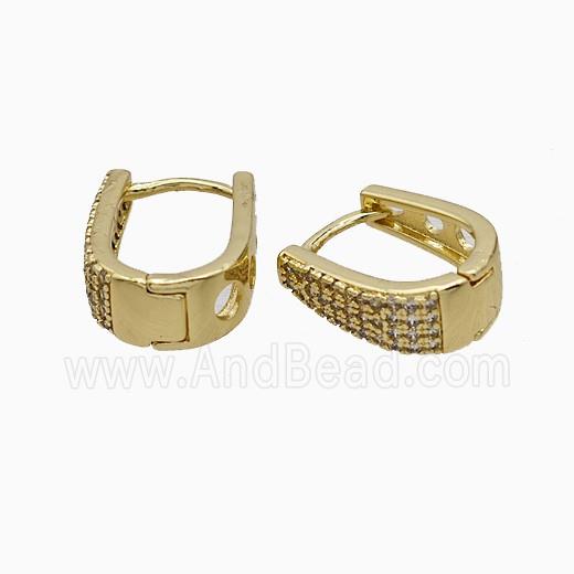 Copper Hoop Earrings Micropave Zirconia Gold Plated