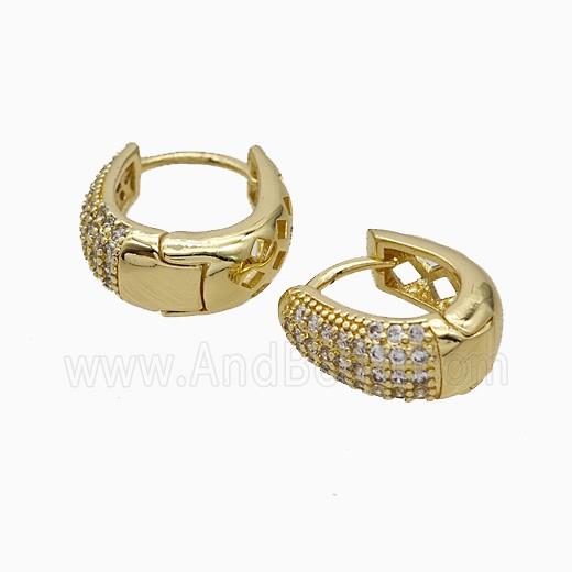 Copper Hoop Earrings Pave Zirconia Gold Plated