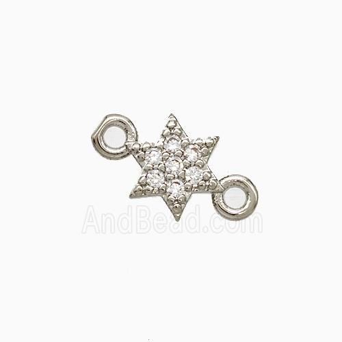 Copper Star Connector Pave Zirconia Platinum Plated