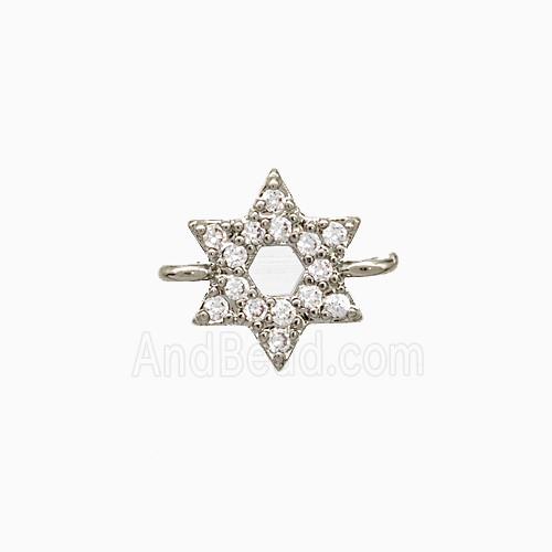 Copper Star Connector Pave Zirconia Platinum Plated