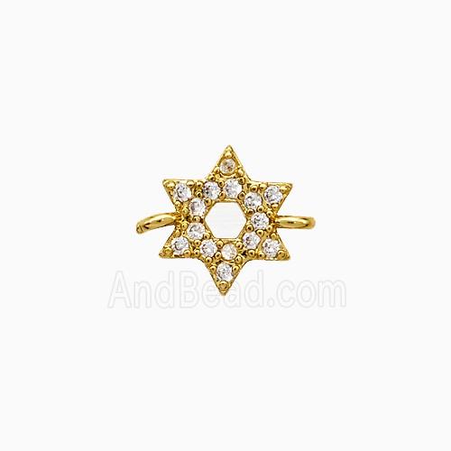 Copper Star Connector Pave Zirconia Gold Plated