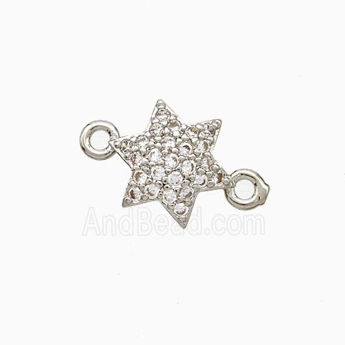 Copper Star Connector Pave Zirconia Platinum Plated