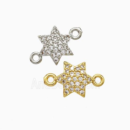 Copper Star Connector Pave Zirconia Mixed