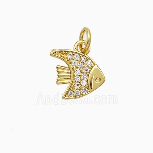 Copper Fish Pendant Micropave Zirconia Gold Plated
