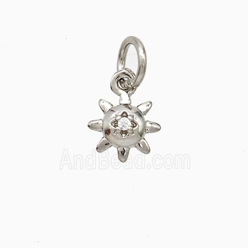 Copper Sun Pendant Pave Zirconia Platinum Plated