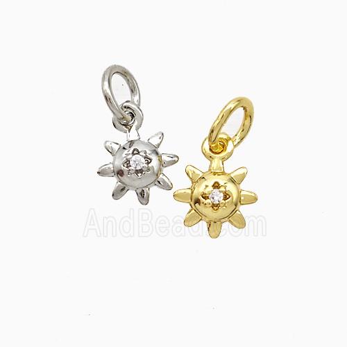 Copper Sun Pendant Pave Zirconia Mixed