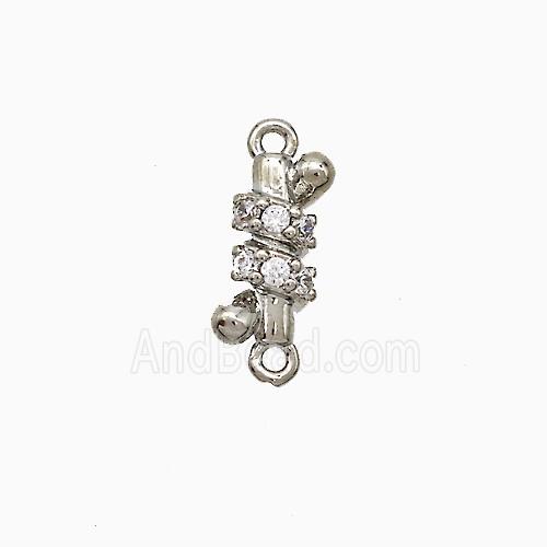 Copper Connector Pave Zirconia Platinum Plated