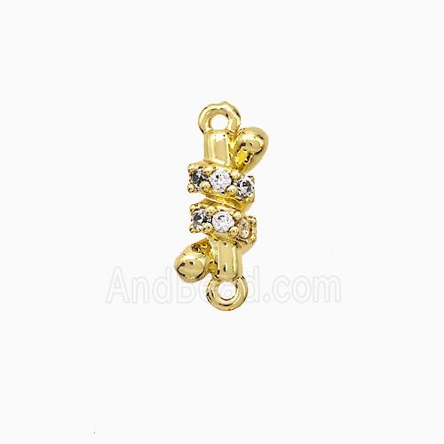 Copper Connector Pave Zirconia Gold Plated