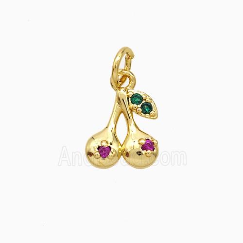 Copper Cherry Pendant Pave Zirconia Gold Plated