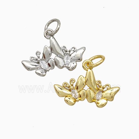 Copper Butterfly Pendant Pave Zirconia Mixed