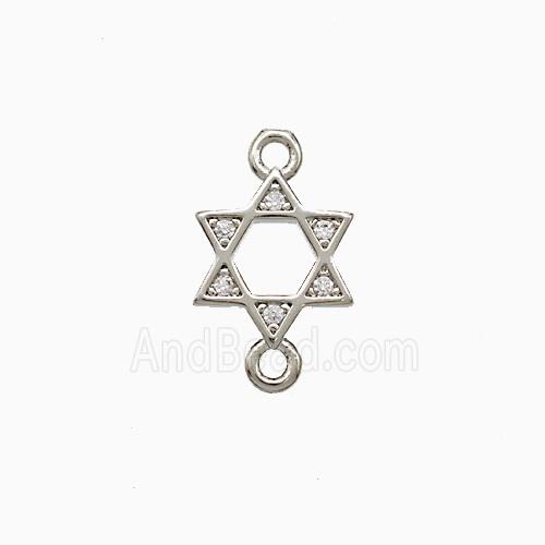 Copper David Star Connector Pave Zirconia Platinum Plated