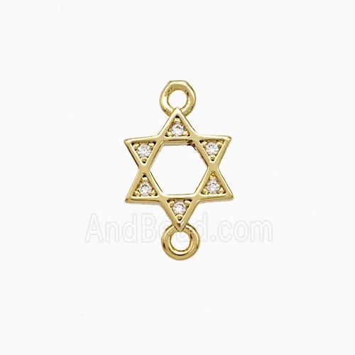 Copper David Star Connector Pave Zirconia Gold Plated