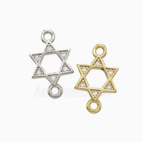Copper David Star Connector Pave Zirconia Mixed