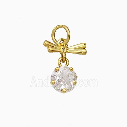 Copper Dragonfly Pendant Pave Zirconia Gold Plated