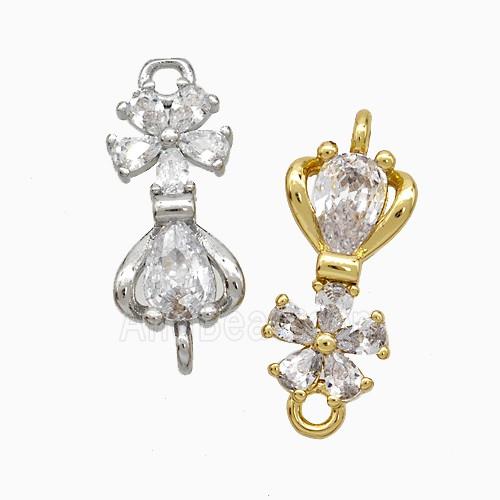 Copper Flower Connector Pave Zirconia Mixed
