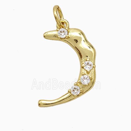 Copper Moon Pendant Pave Zirconia Gold Plated