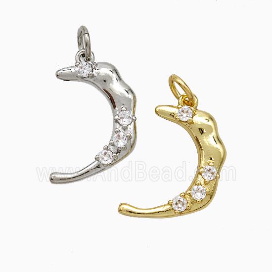 Copper Moon Pendant Pave Zirconia Mixed