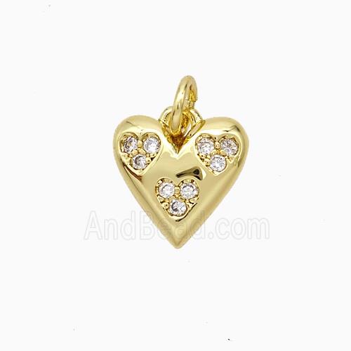 Copper Heart Pendant Pave Zirconia Gold Plated