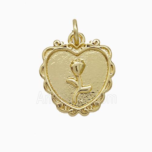 Copper Heart Flower Pendant Gold Plated