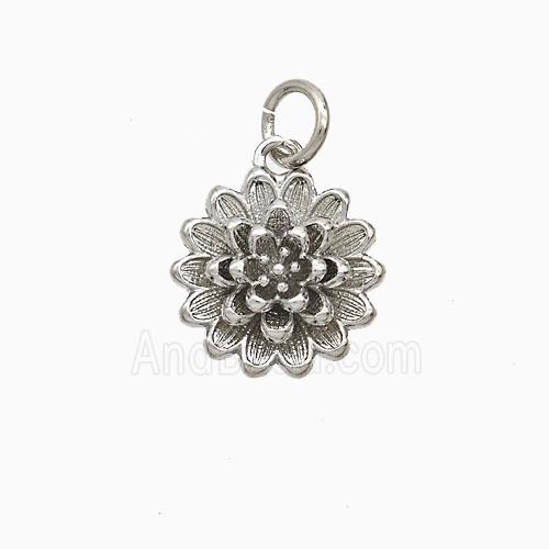Copper Flower Pendant Platinum Plated