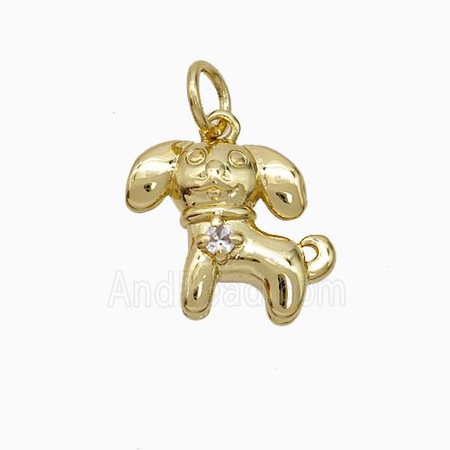 Copper Dog Pendant Pave Zirconia Gold Plated