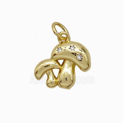 Copper Muchroom Pave Zirconia Gold Plated