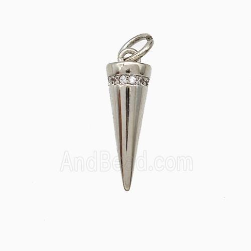 Copper Pendulum Pendant Pave Zirconia Platinum Plated