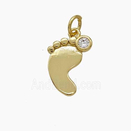 Copper Footprint Pendant Pave Zirconia Gold Plated