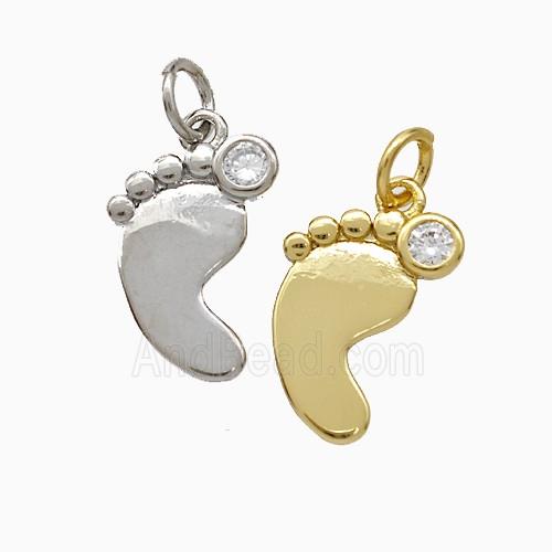 Copper Footprint Pendant Pave Zirconia Mixed