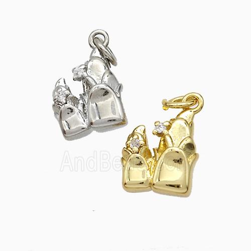 Copper Flower Pendant Pave Zirconia Mixed