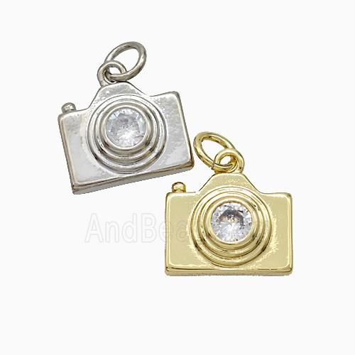 Copper Camera Pendant Pave Zirconia Mixed