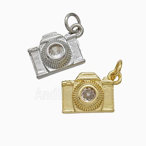 Copper Camera Pendant Pave Zirconia Mixed