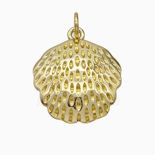 Scallop Shell Charms Copper Pendant Gold Plated