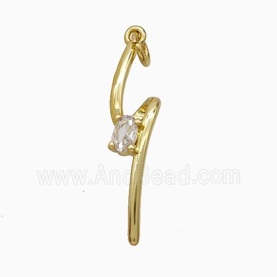 Copper Lightning Pendant Pave Zirconia Gold Plated