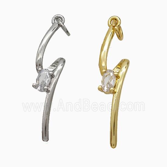 Copper Lightning Pendant Pave Zirconia Mixed