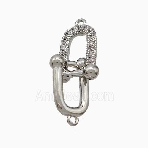 Copper U Connector Pave Zirconia Platinum Plated