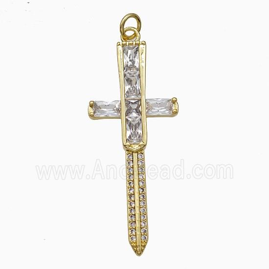 Copper Cross Pendant Pave Zirconia Gold Plated