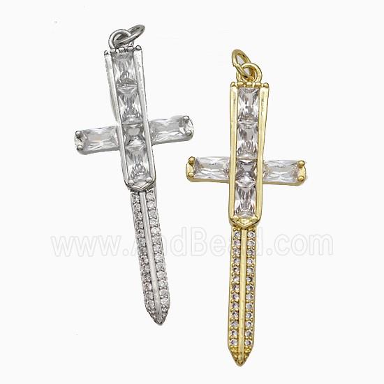 Copper Cross Pendant Pave Zirconia Mixed
